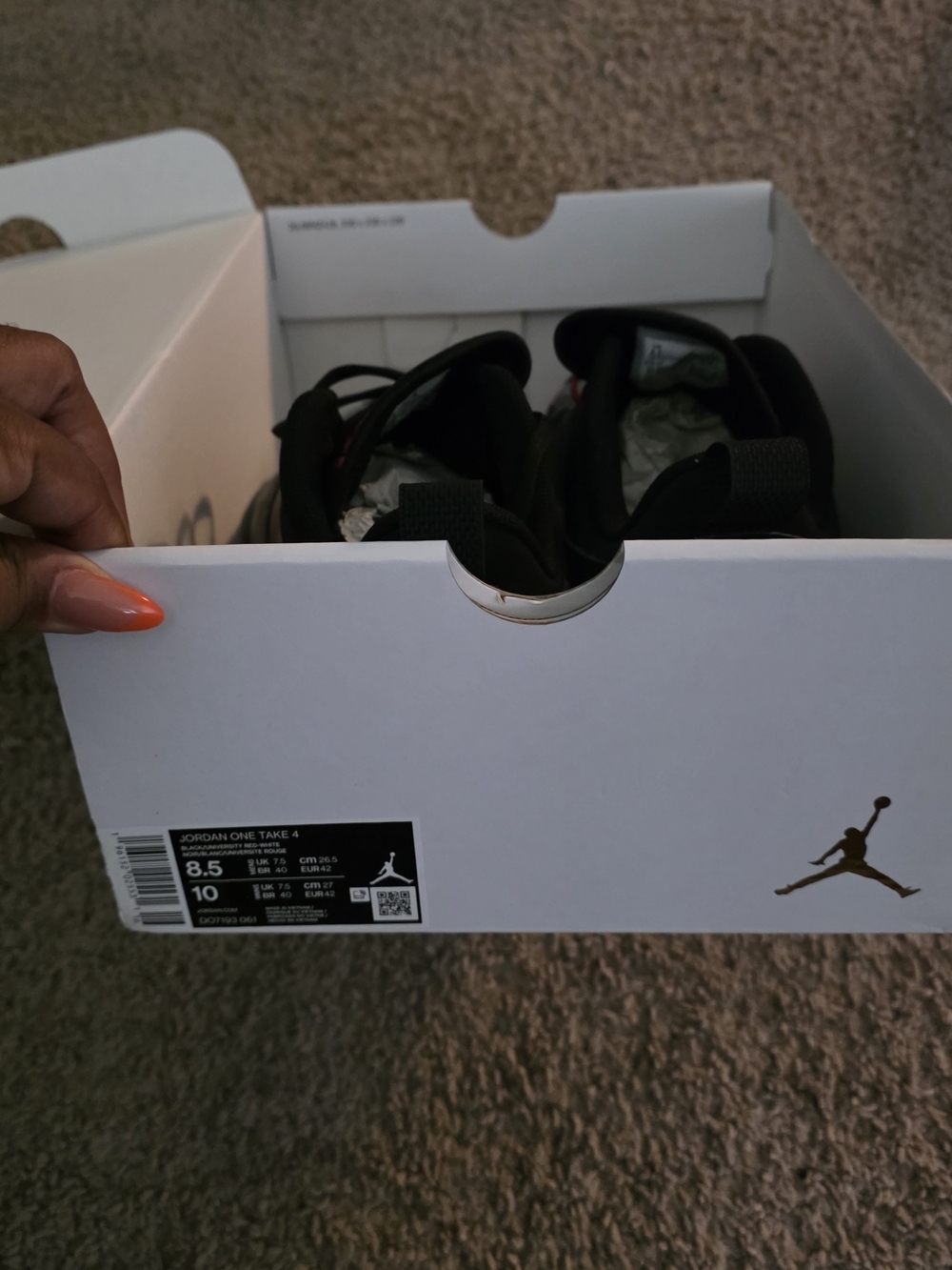 Air Jordan One Take 4 Black/Red Sneakers Size 8.5 Men